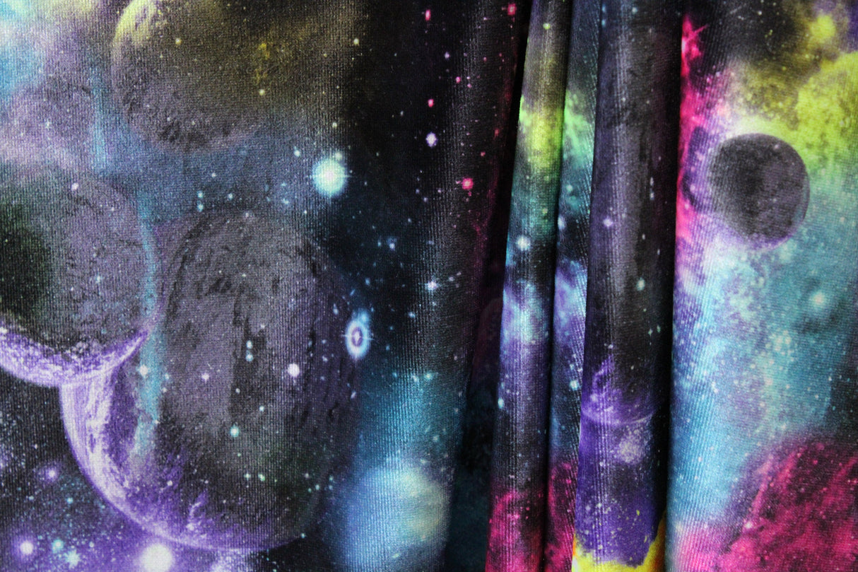 Colorful Galaxy Velvet Fabric - Printed Galaxy, 58"/60" Width (1 Yard)