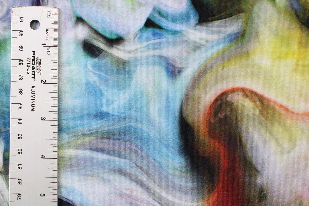 Rainbow Smoke Velvet Fabric - Blue Smoke Print, 36" X 60" (1 Yard)