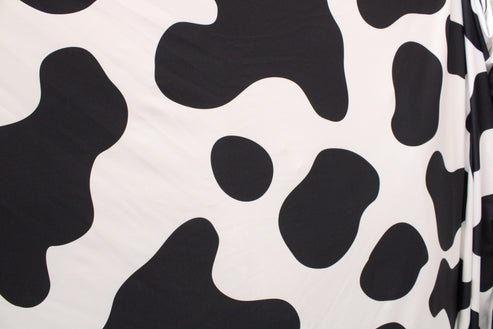 1 Yard Large Cow Print Spandex Fabric Four Way Stretch Animal Pattern Swimwear Costume Material 58"/60" Width