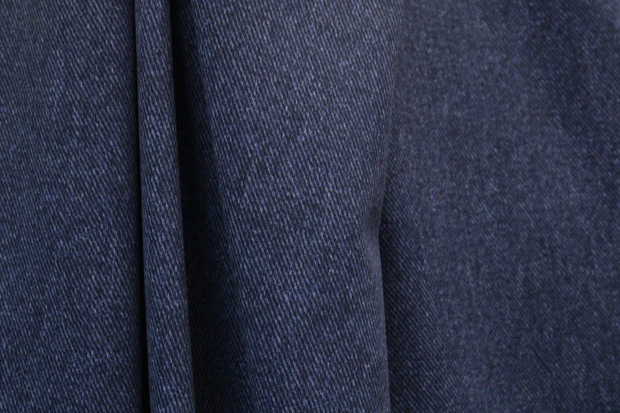 Denim Wash Polyester Spandex Fabric - Denim Print, Light/Medium/Dark, 58"/60" Width (1 Yard)