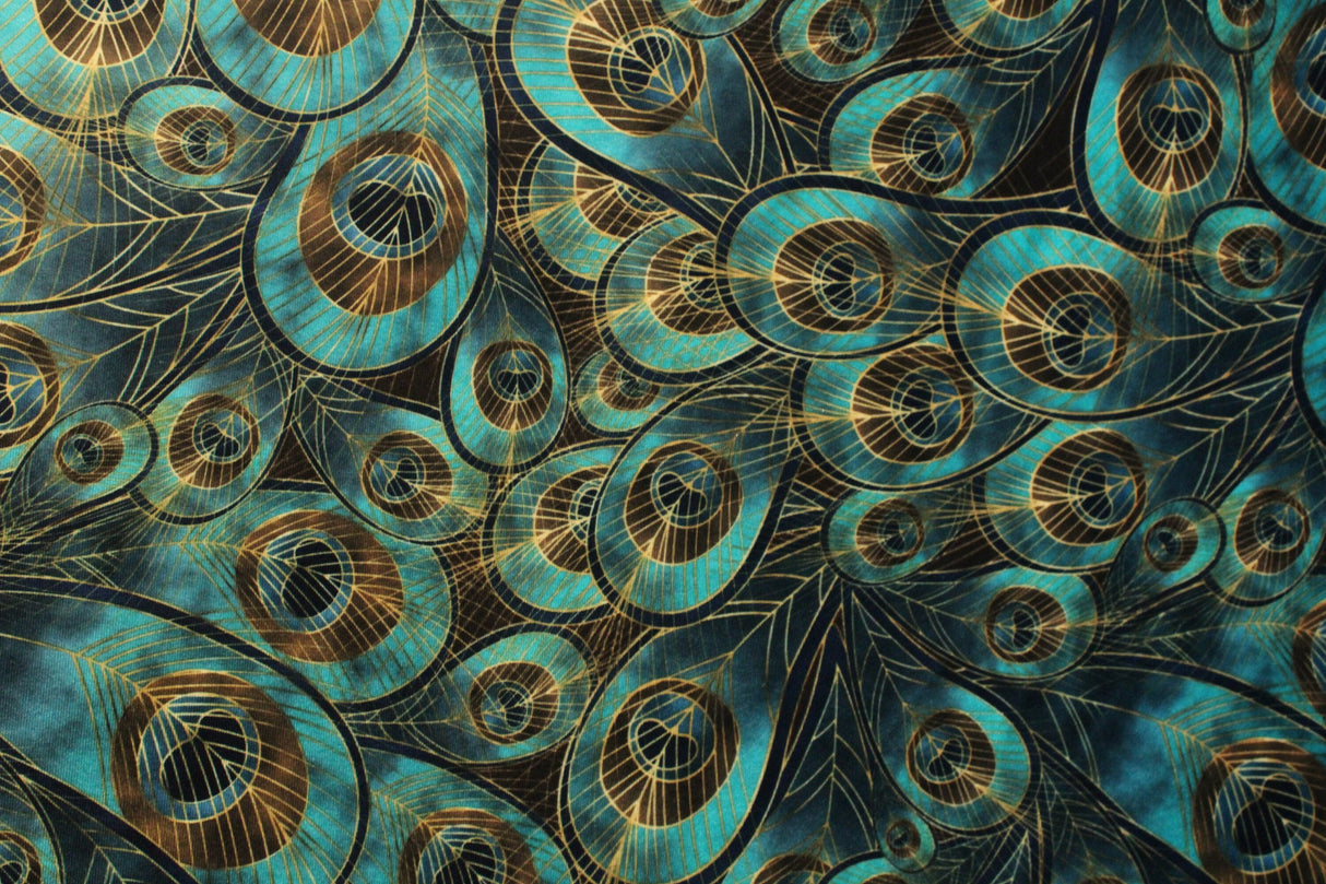 Vibrant Peacock Velvet Fabric - Peacock Print, 4-Way Stretch, 36" X 60" (1 Yard)