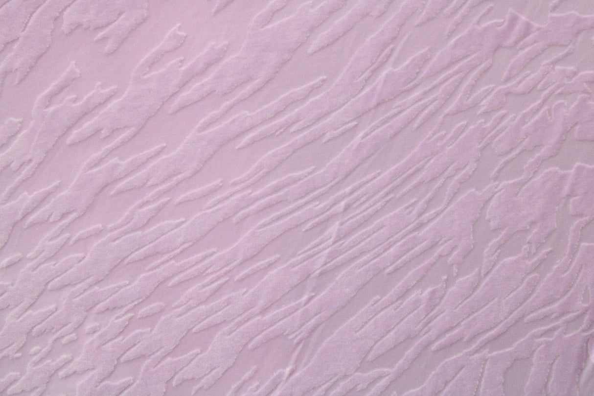 Lilac Abstract Zebra Burnout Velvet Fabric - Lilac Abstract Zebra, 4-Way Stretch, 58" Width (1 Yard)