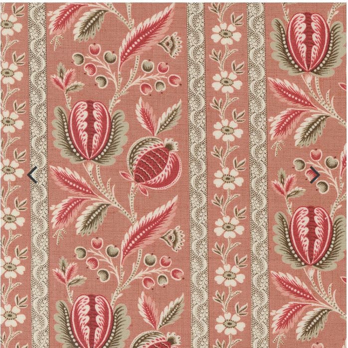 Quilting Cotton Chateau De Chantilly Clay Picardy Florals Stripe Moda