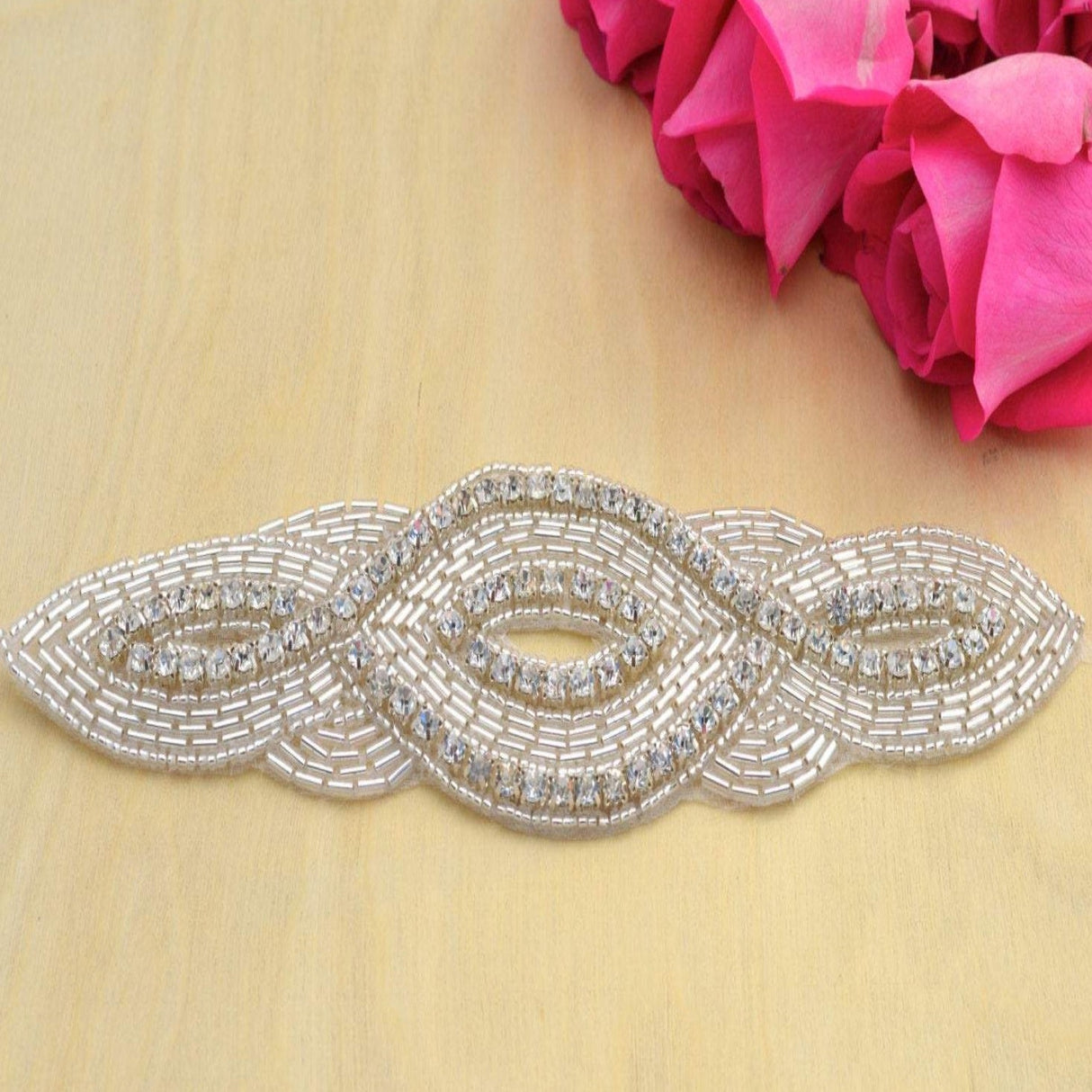 Rhinestone Applique Silver Iron-On