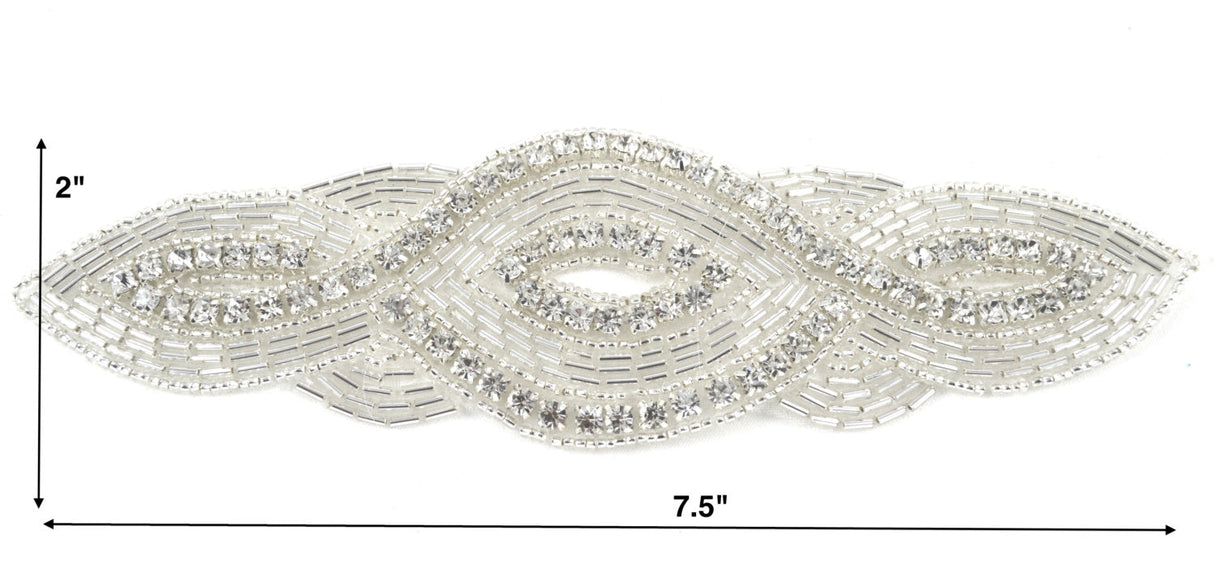 Rhinestone Applique Silver Iron-On