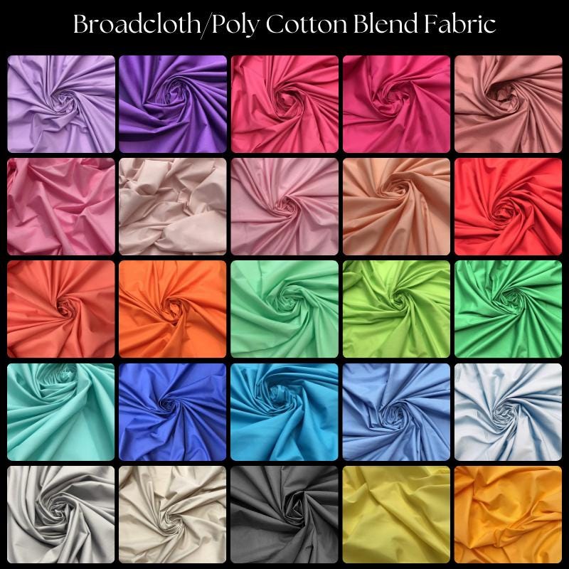 Cotton Polyester Broadcloth Fabric - Solid Colors, 60" Width (1 Yard)