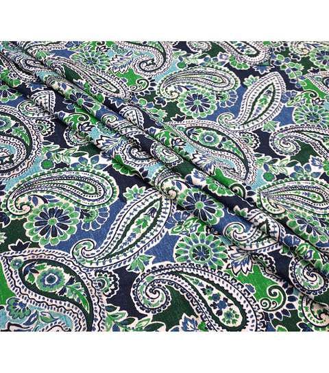Cotton Canvas Green Paisley 44" Wide Upholstery Fabric