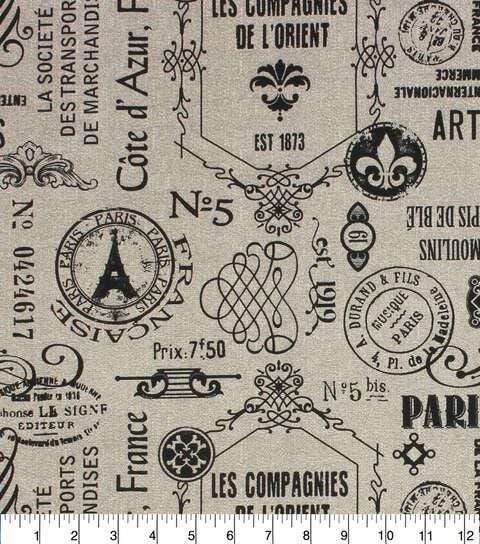 Cotton Canvas Home Decor Fabric 44" Wide Richloom Eiffel Onyx