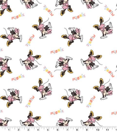 Quilting Cotton Disney Minnie Mouse Jump For Joy on White
