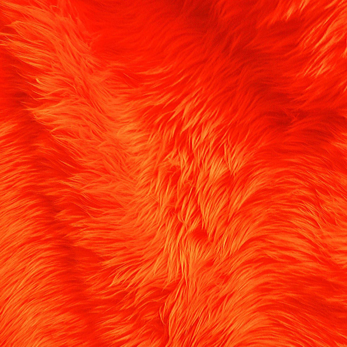 Red Burgundy Orange Neon Orange Faux Fur Fabric - Long Pile Shag, 1 Yard