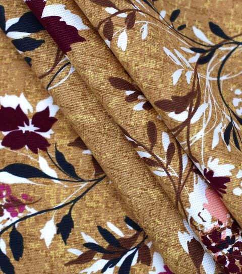 Cotton Canvas Fabric Laura's Powder Room Yellow 44" Wide