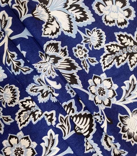 Cotton Canvas Fabric Highlands on Blue 44" Wide Richloom