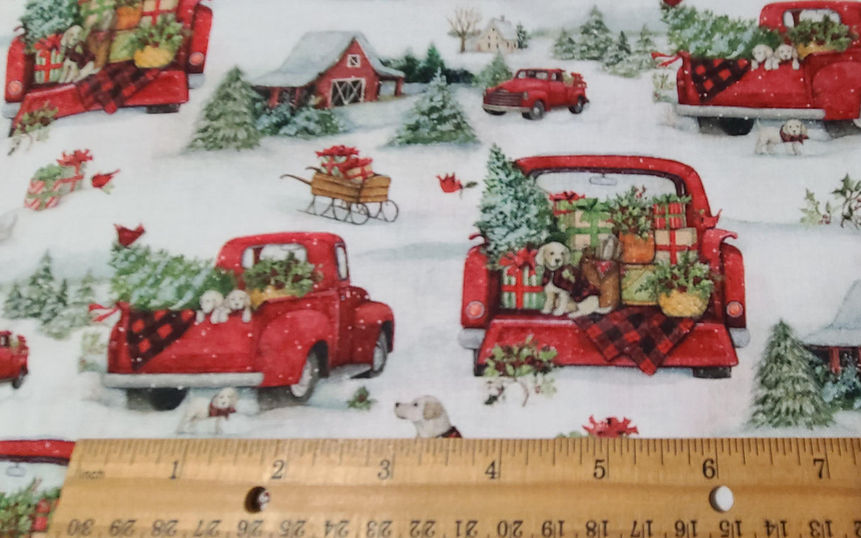 Quilting Cotton Susan Winget Dogs & Trucks Christmas