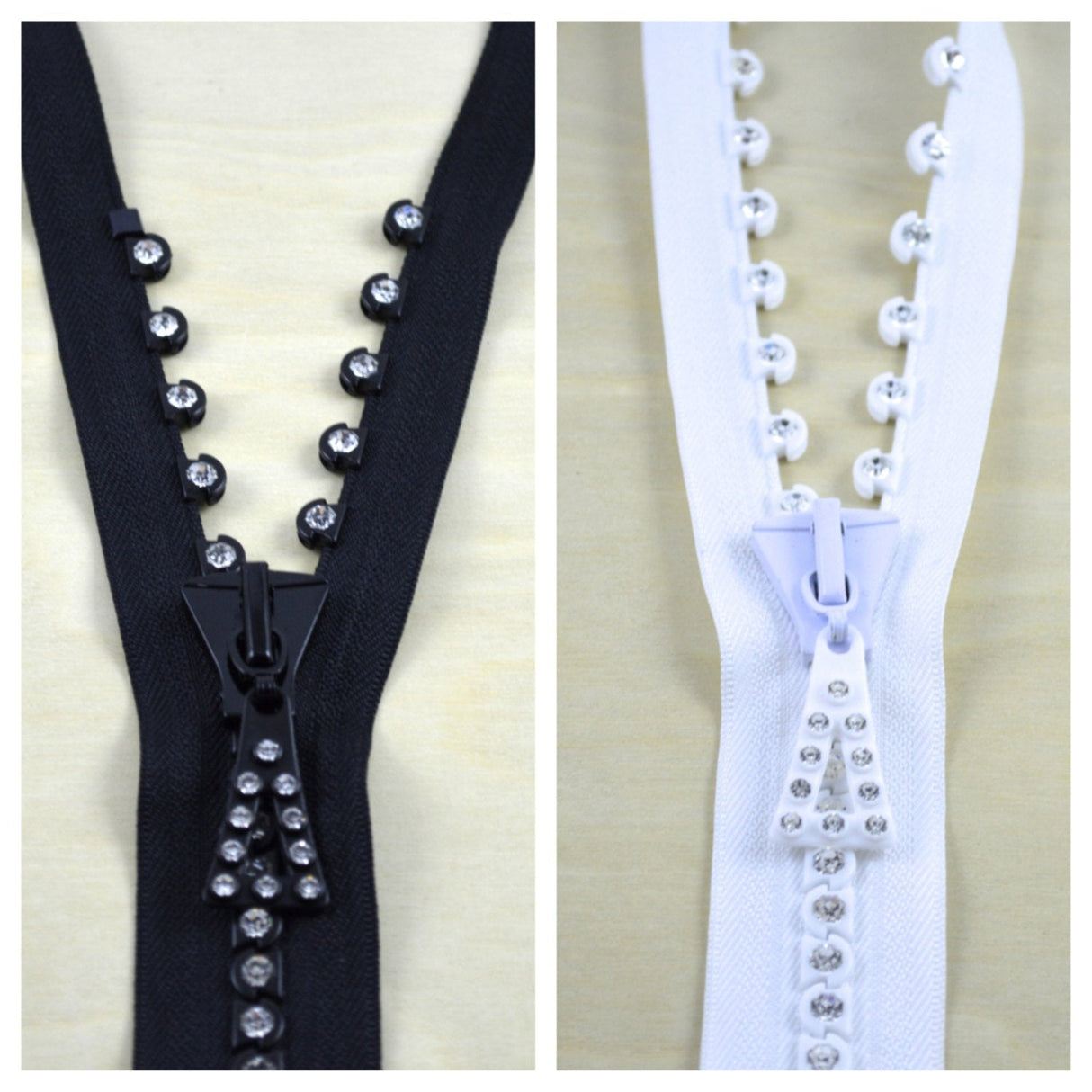 Rhinestone Zipper Open-End Pinlock