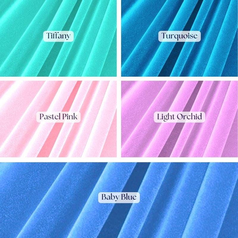 Pastel Stretch Velvet Fabric - Baby Blue, Pastel Pink, Light Orchid, Tiffany Blue, Turquoise, 58-60" Width