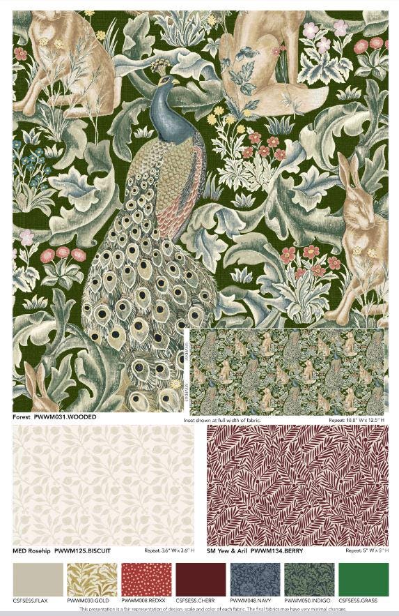 Quilting Cotton The Oxford Holiday Collection Crimson Floral William Morris