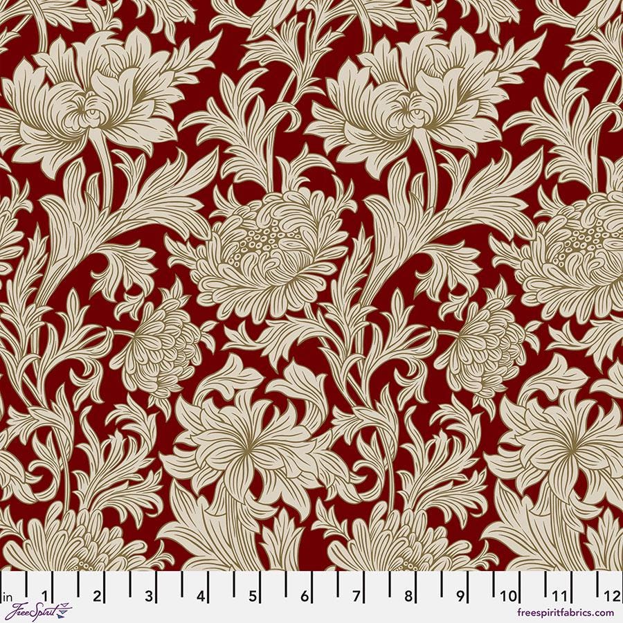 Quilting Cotton Chrysanthemum Tonal Crimson The Oxford Holiday Collection