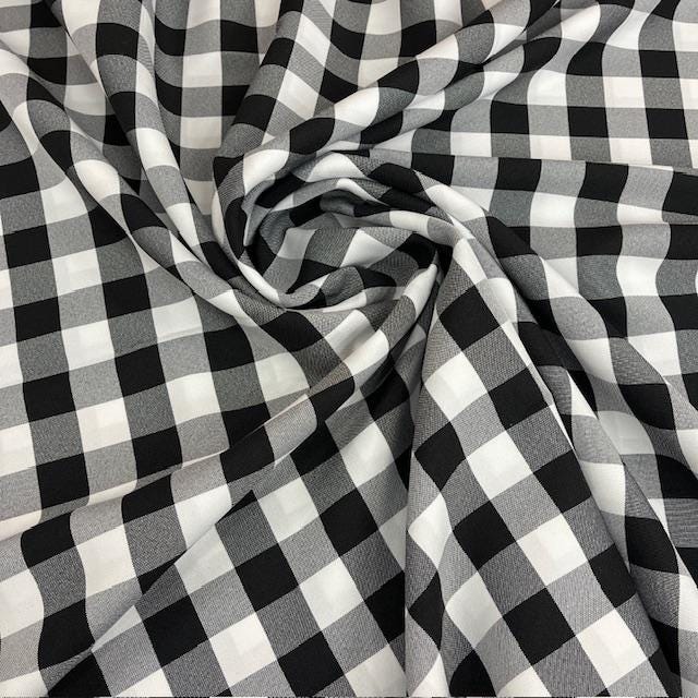 Farmhouse Gingham Check Polyester Fabric - 1-Inch Gingham Check, Baby Blue/White, 60" Width