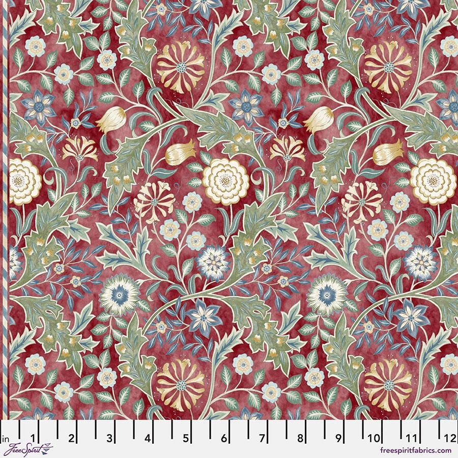 Quilting Cotton The Oxford Holiday Collection Crimson Floral William Morris
