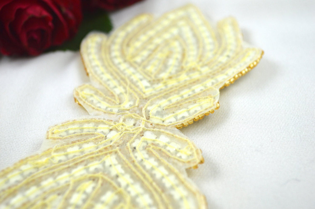 Rhinestone Bow Applique Gold