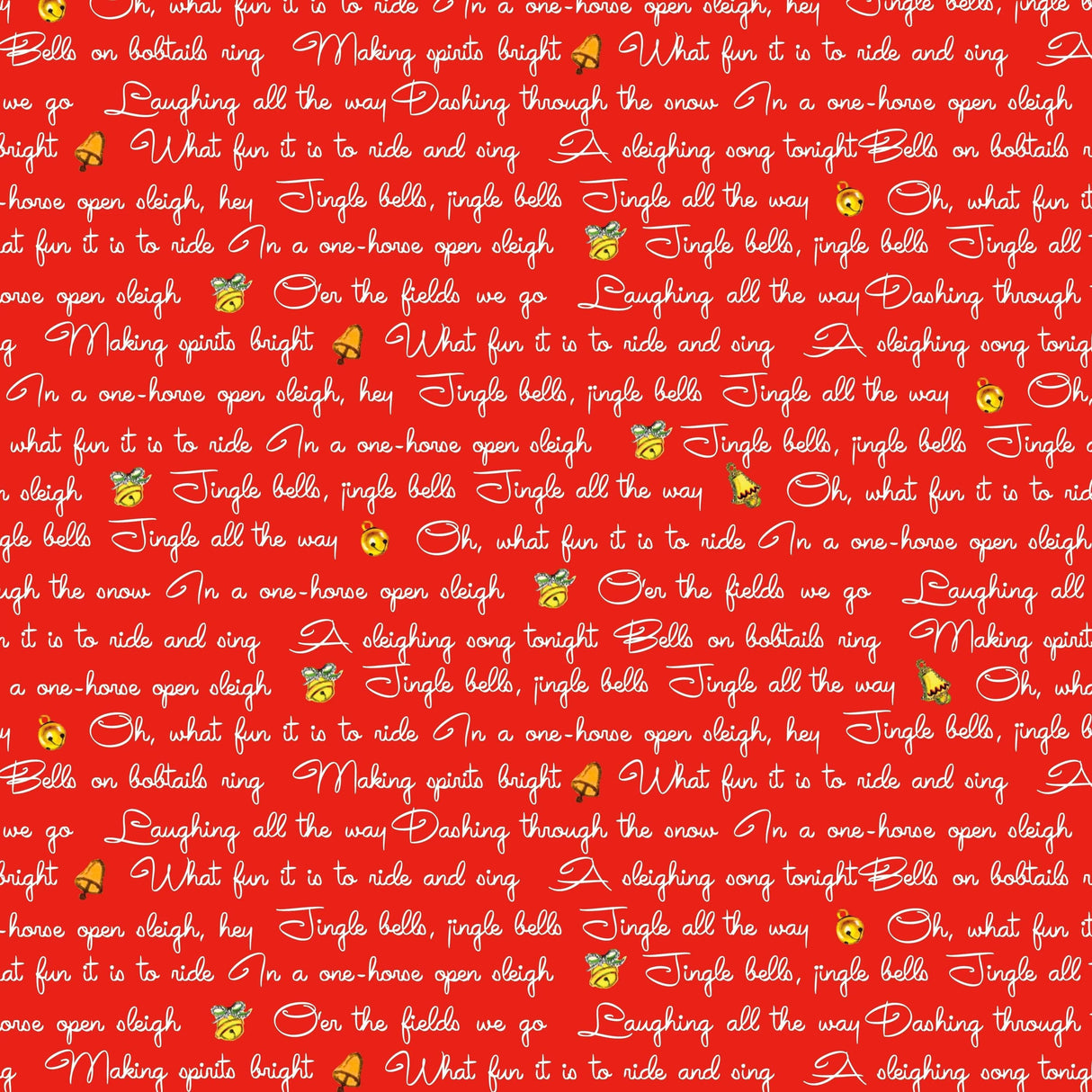 Quilting Cotton Jingle Bells Lyrics Red Riley Blake