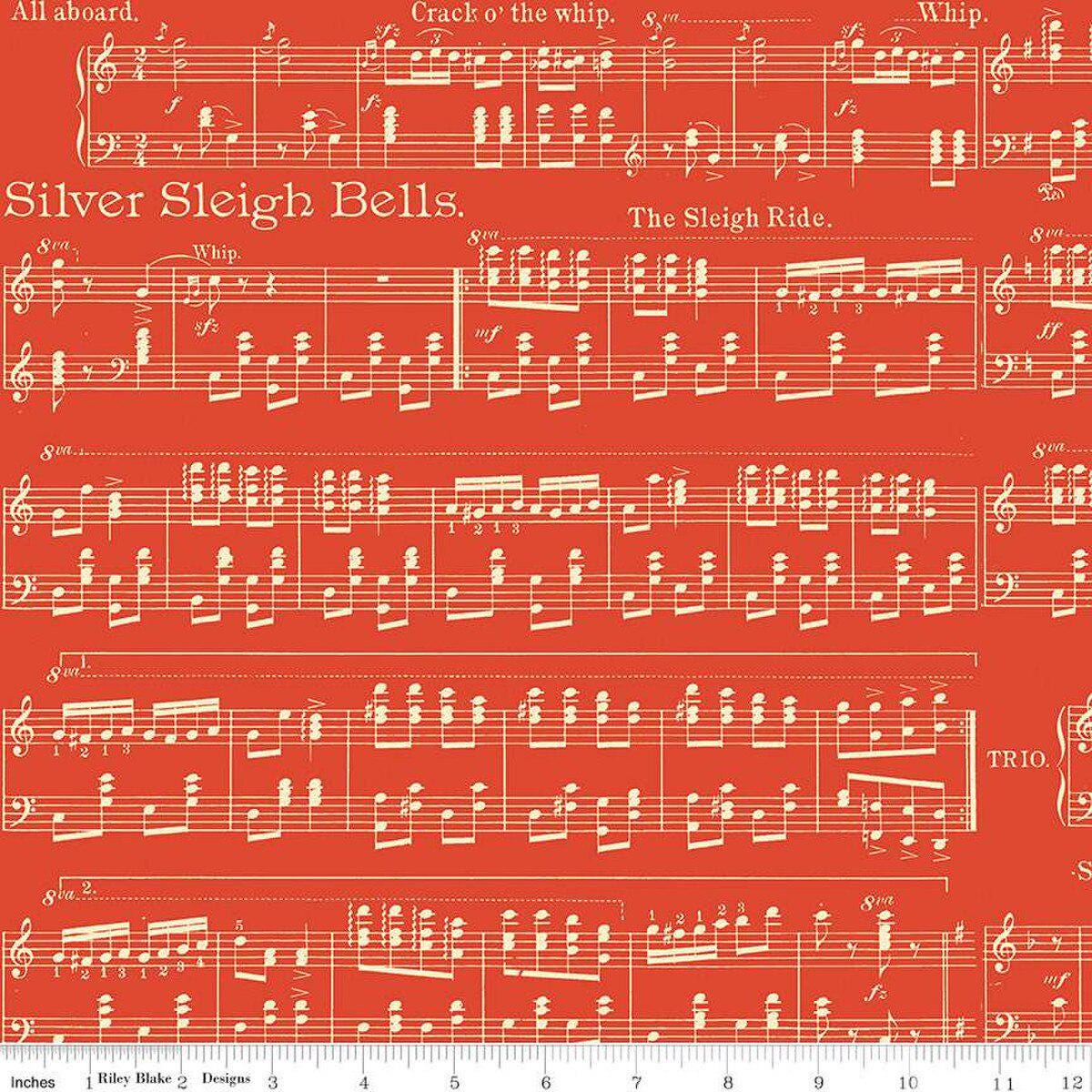 Quilting Cotton Classic Christmas Sheet Music Red Riley Blake Designs