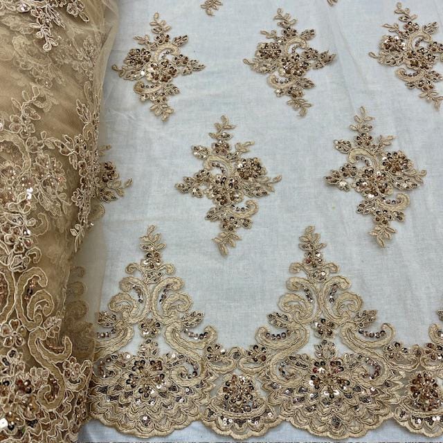 Luxury Beaded Lace Fabric - Embroidered Tulle, Baby Blue, Black, Burgundy, Champagne, Dusty Rose, Gold, Hunter Green, Lilac, Navy Blue, Sage (1 Yard)