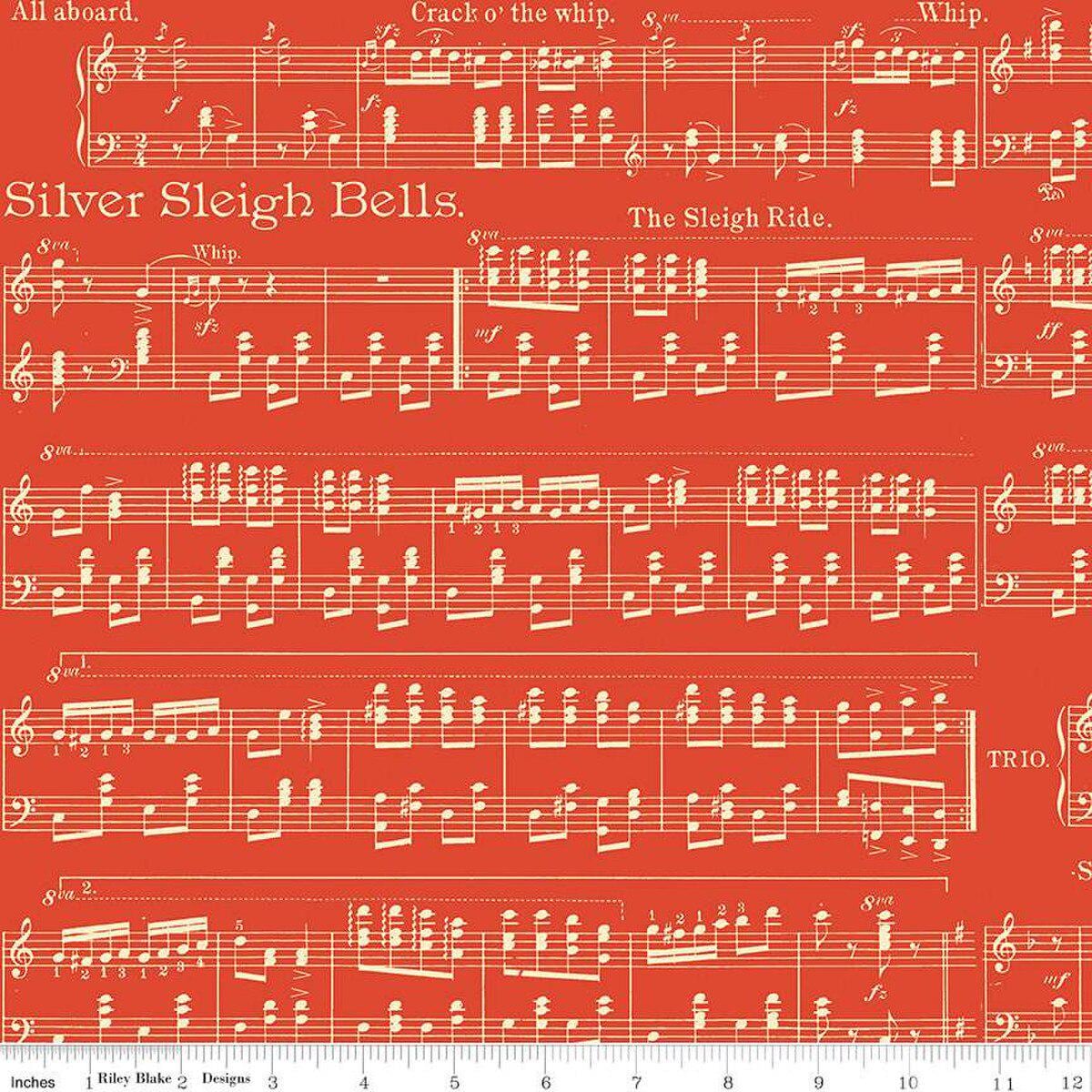 Quilting Cotton Classic Christmas Sheet Music Red Riley Blake Designs