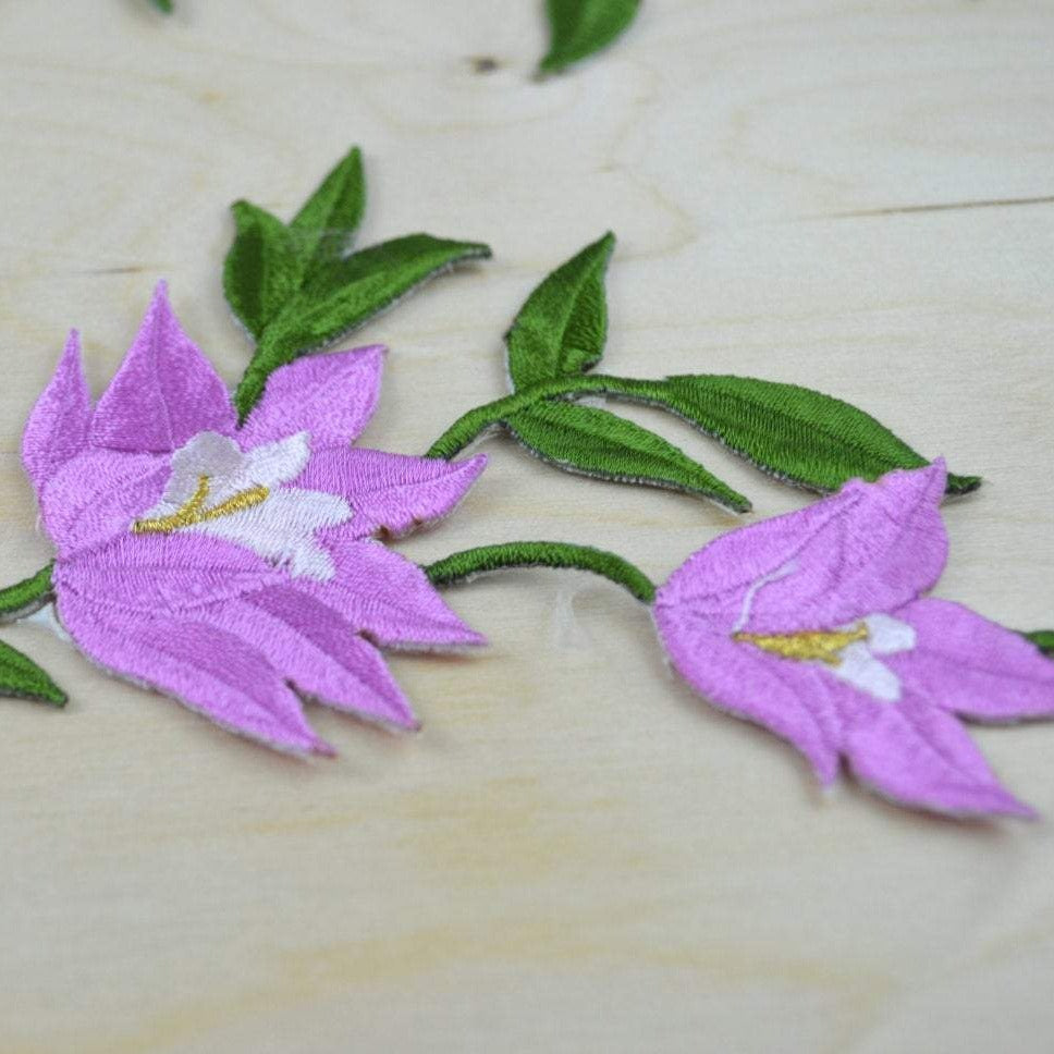 Embroidered Flower Patch Lavender Green