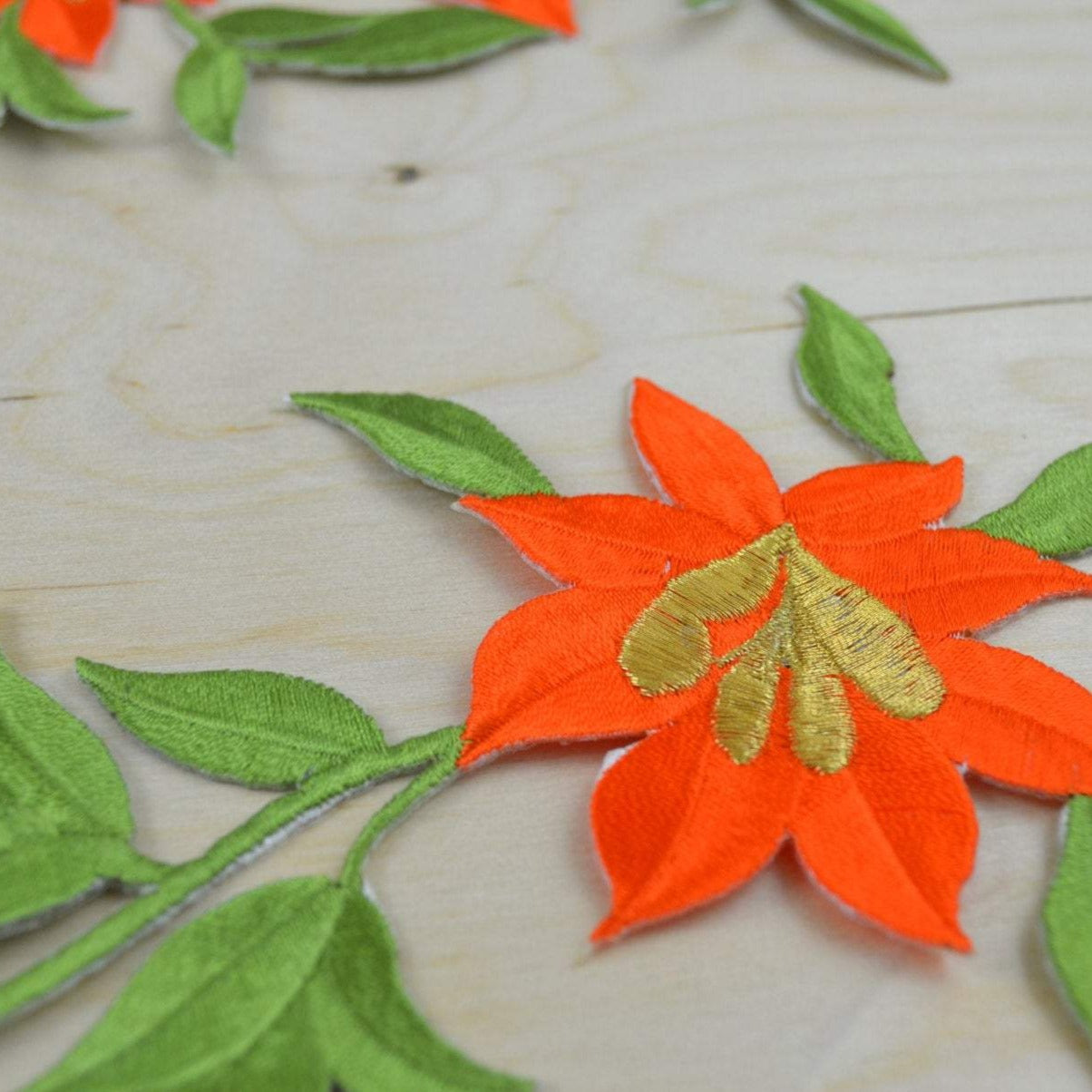 Flower Patch Orange Green Lily Applique