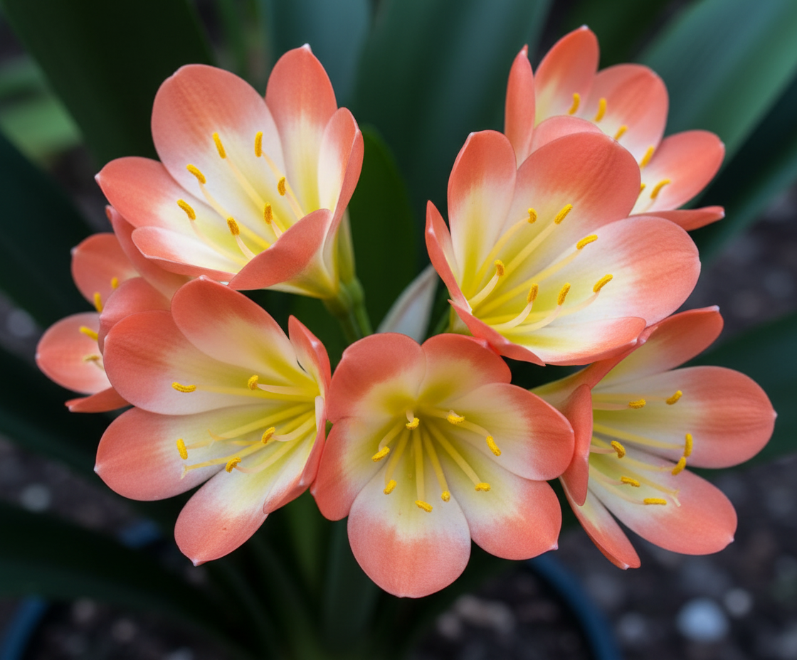 Clivia Seedling Cross Between Tangelo and Multipetal Japanese Blush