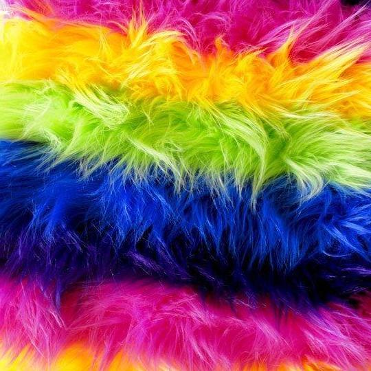 Rainbow Faux Fur Striped Long Pile Fabric,