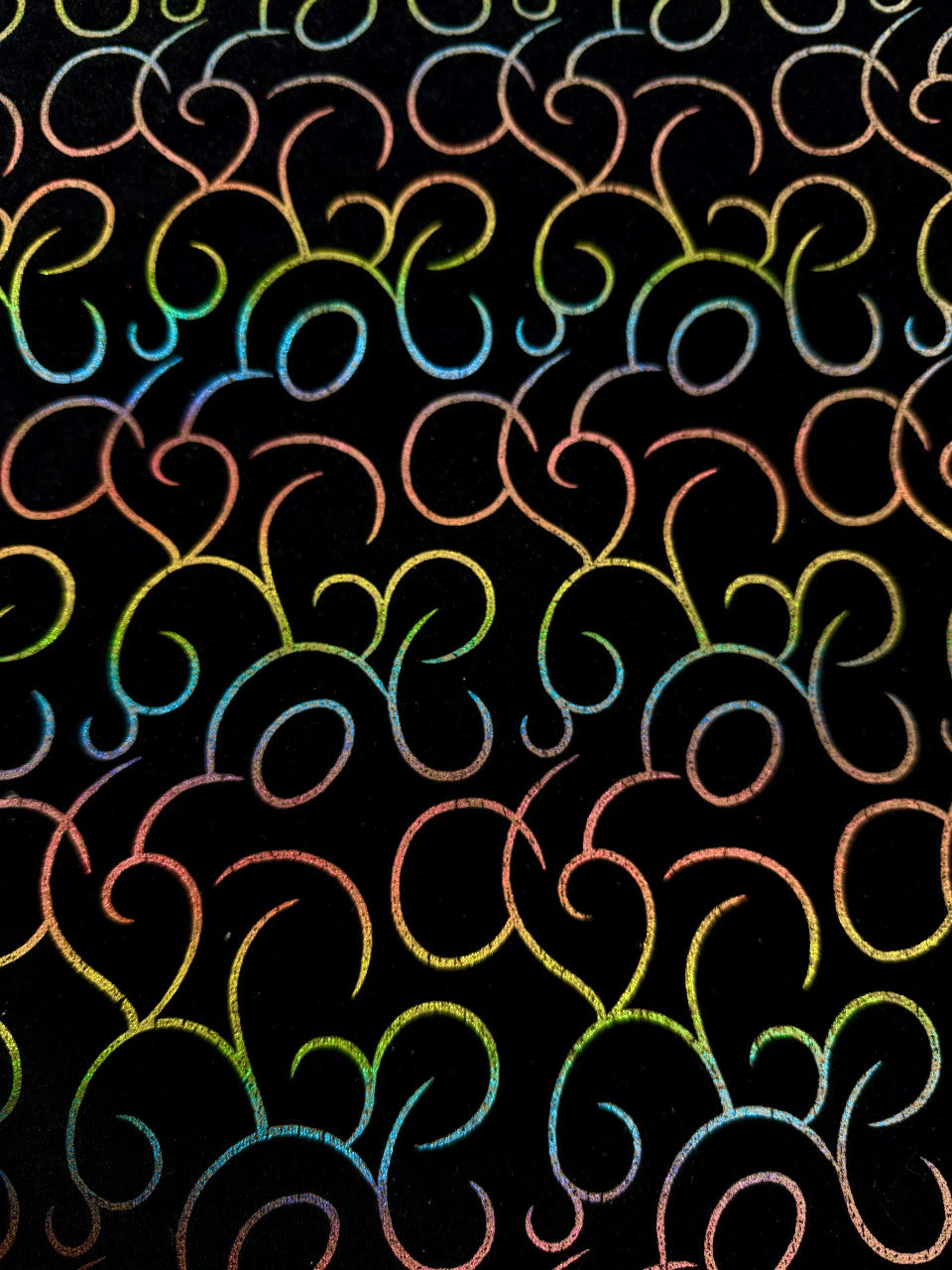 Polyester Spandex Velvet Fabric - Multi Foil Hologram Effect Swirl Design, 58 To 60 Inches Wide