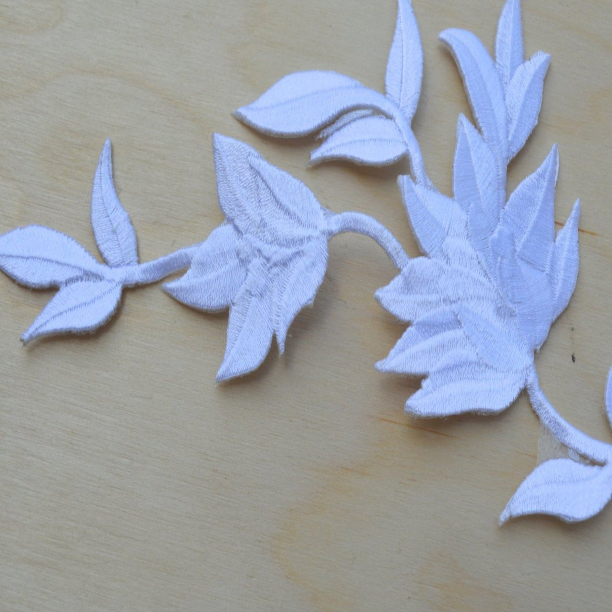 Embroidered Flower Patch White Iron-On Applique