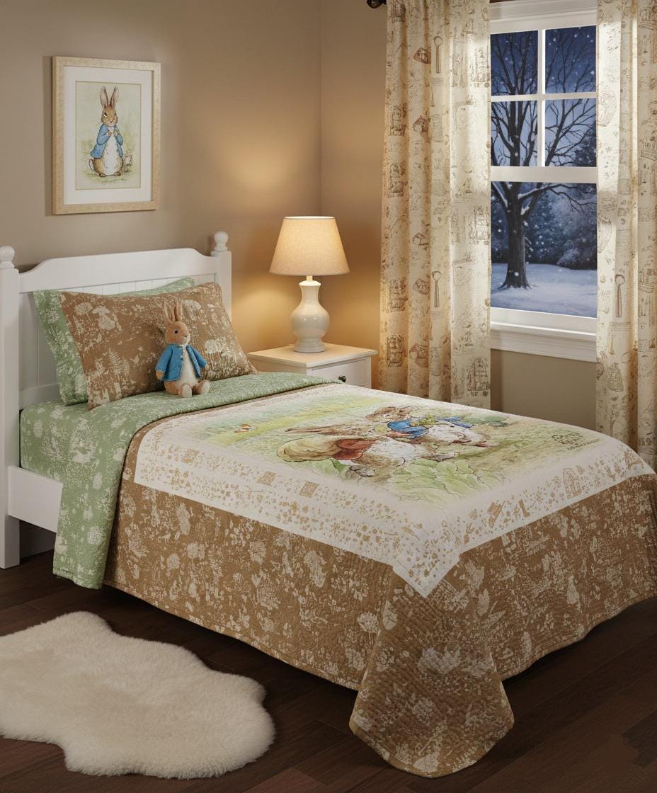 Quilting Cotton Peter Rabbit™ and Benjamin Bunny™ Tonal Garden Riley Blake