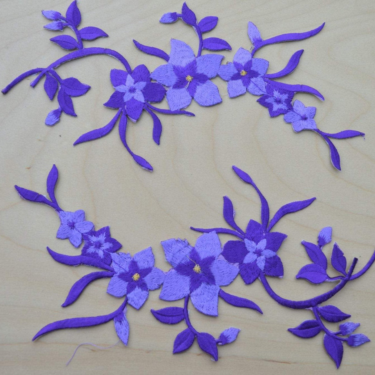 Embroidered Flower Patch Purple Iron-On
