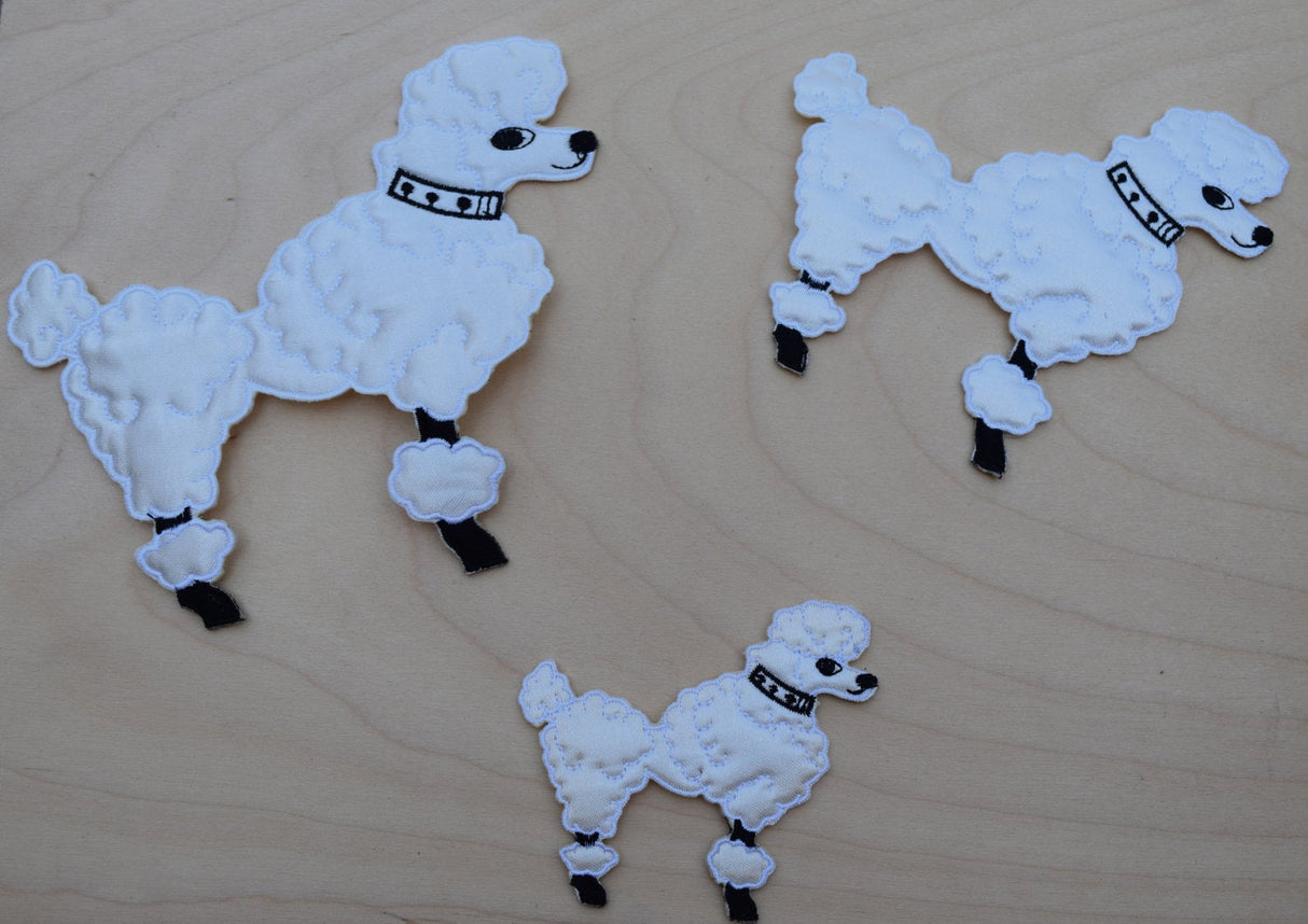 Iron-On Poodle Patch 3D Satin Plush