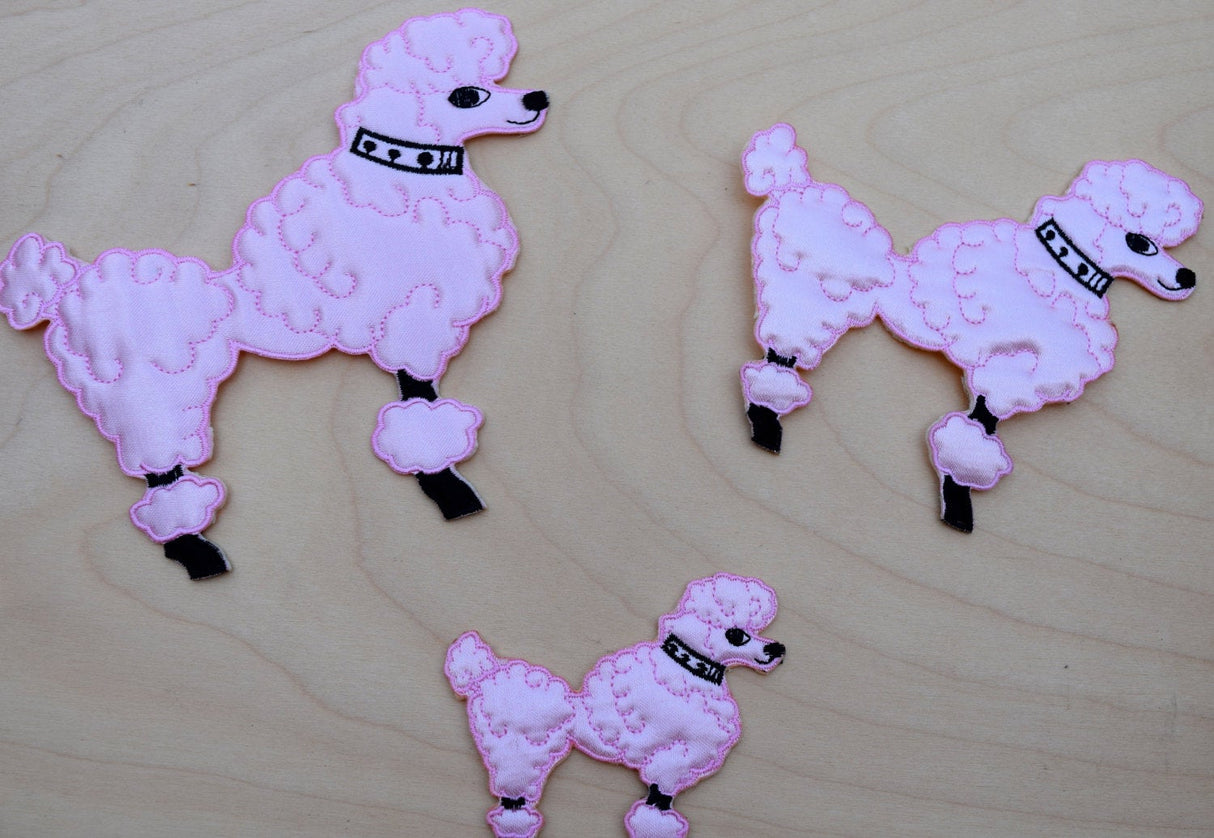Iron-On Poodle Patch 3D Satin Plush