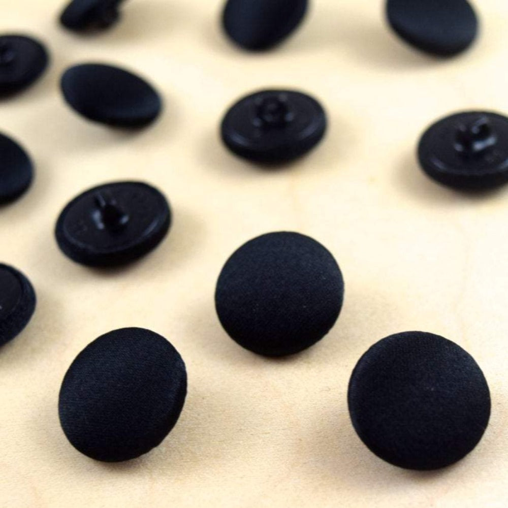 Satin Covered Shank Button Black