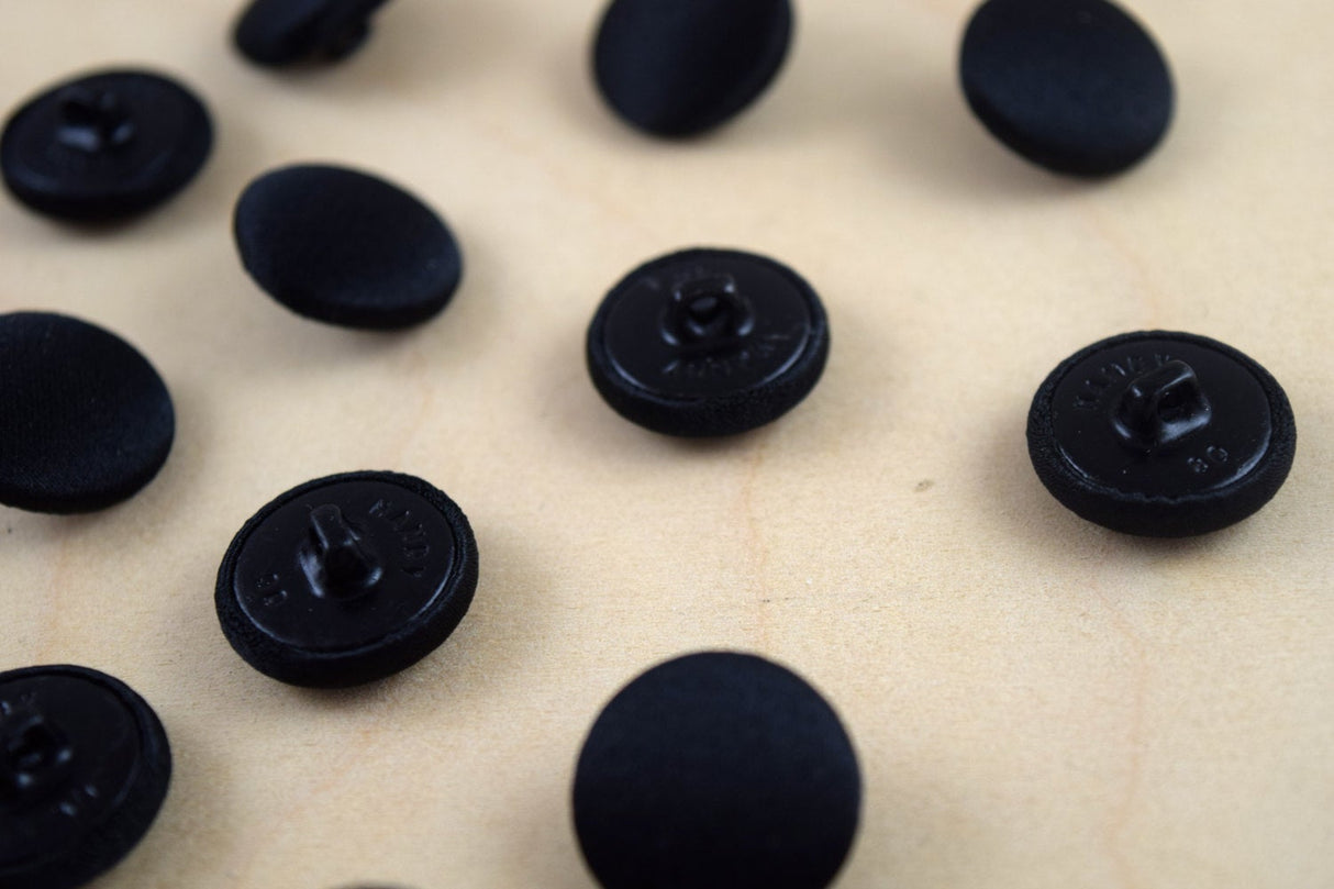 Satin Covered Shank Button Black
