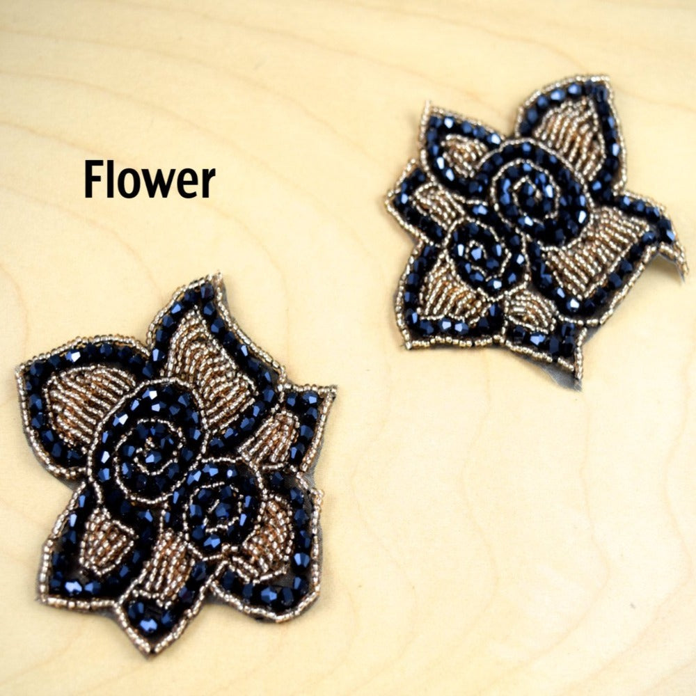 Crystal Applique Patch Navy Champagne