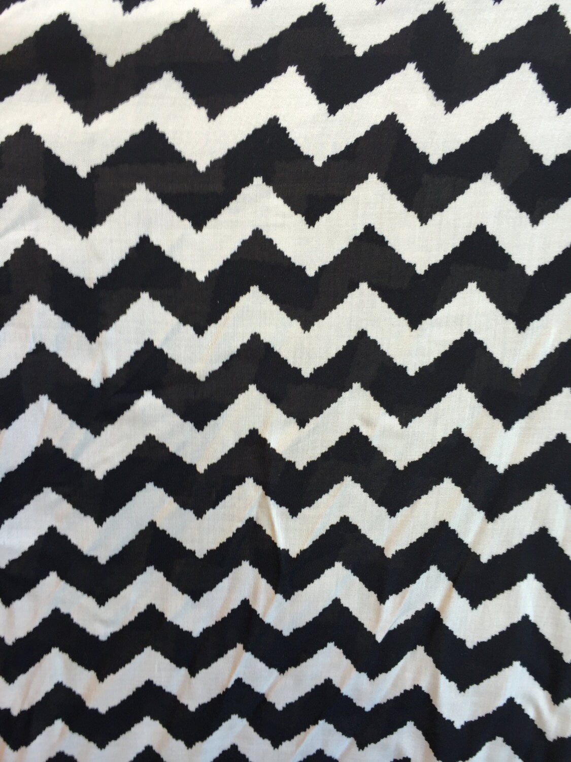 Rayon Chally Chevron Off White and Black Fabric
