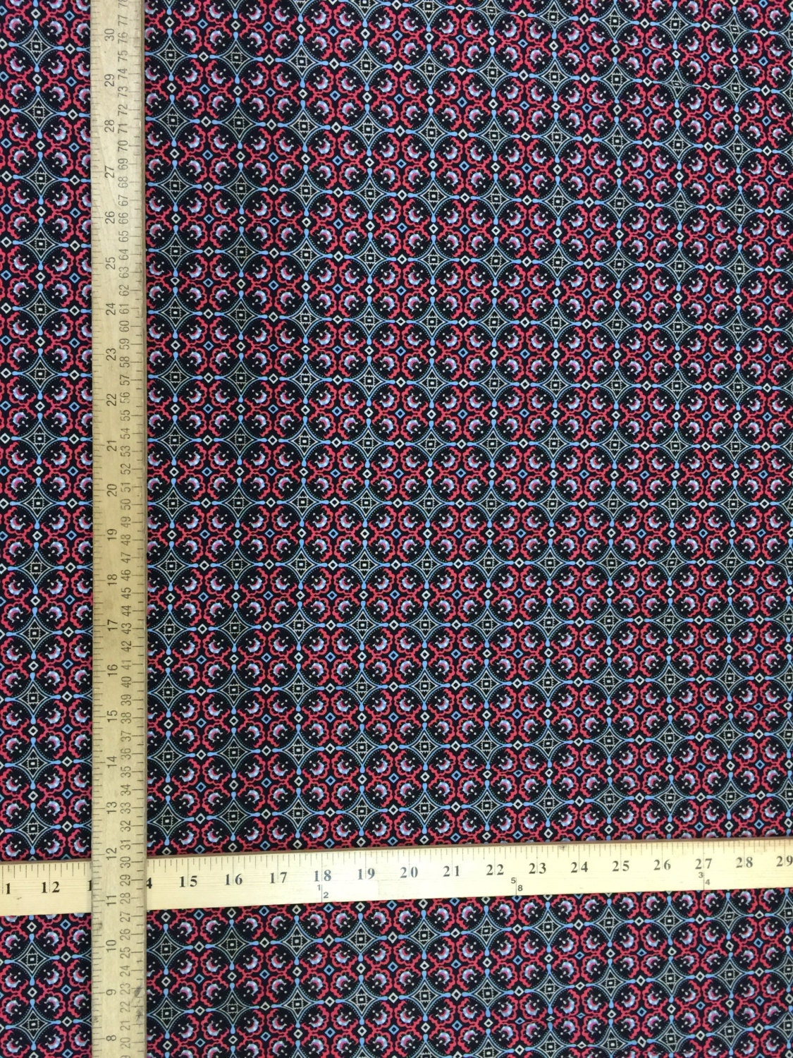 Rayon Challis Print Fabric Red Black