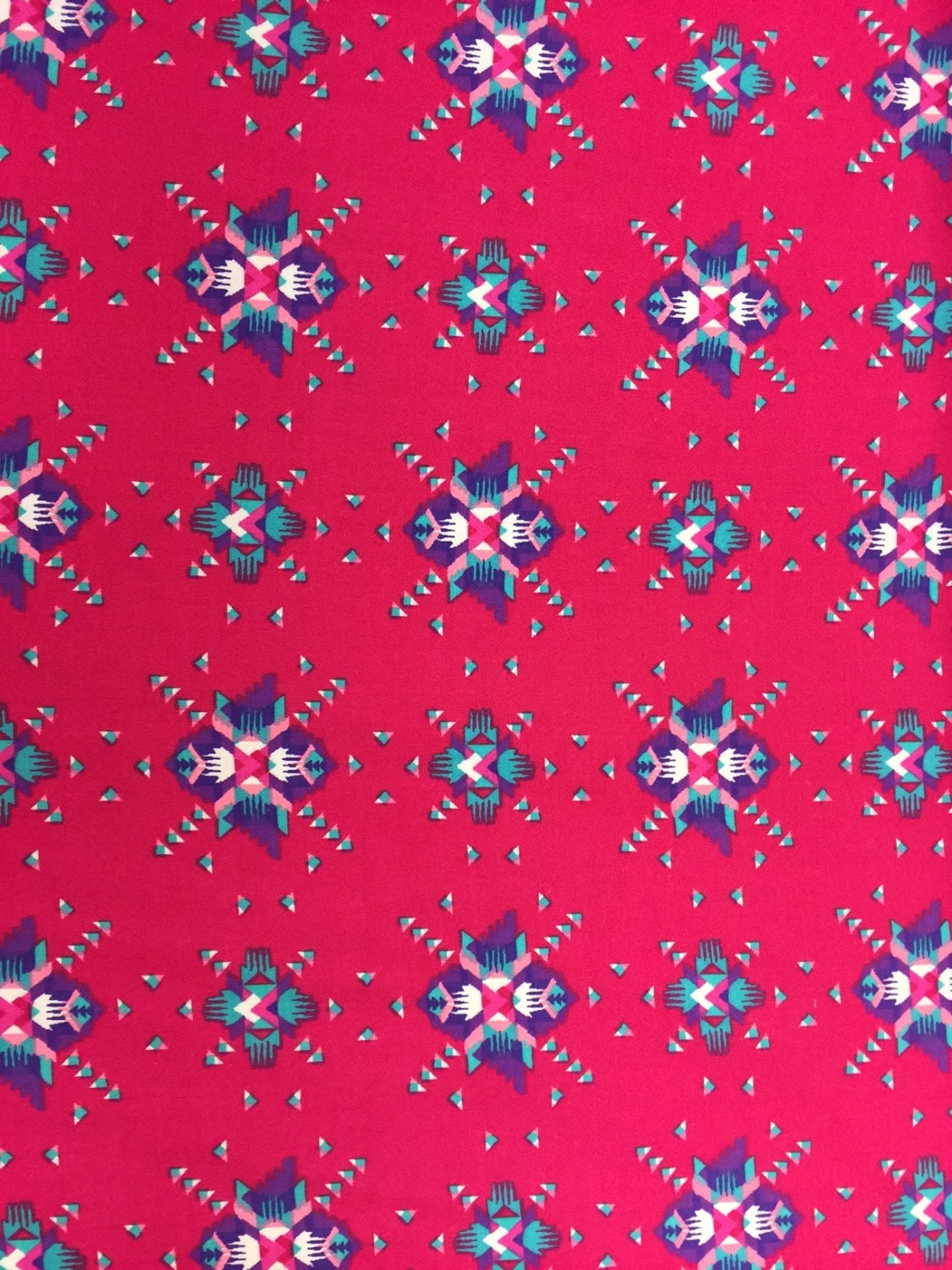Rayon Challis Pink Native American Inspired Print