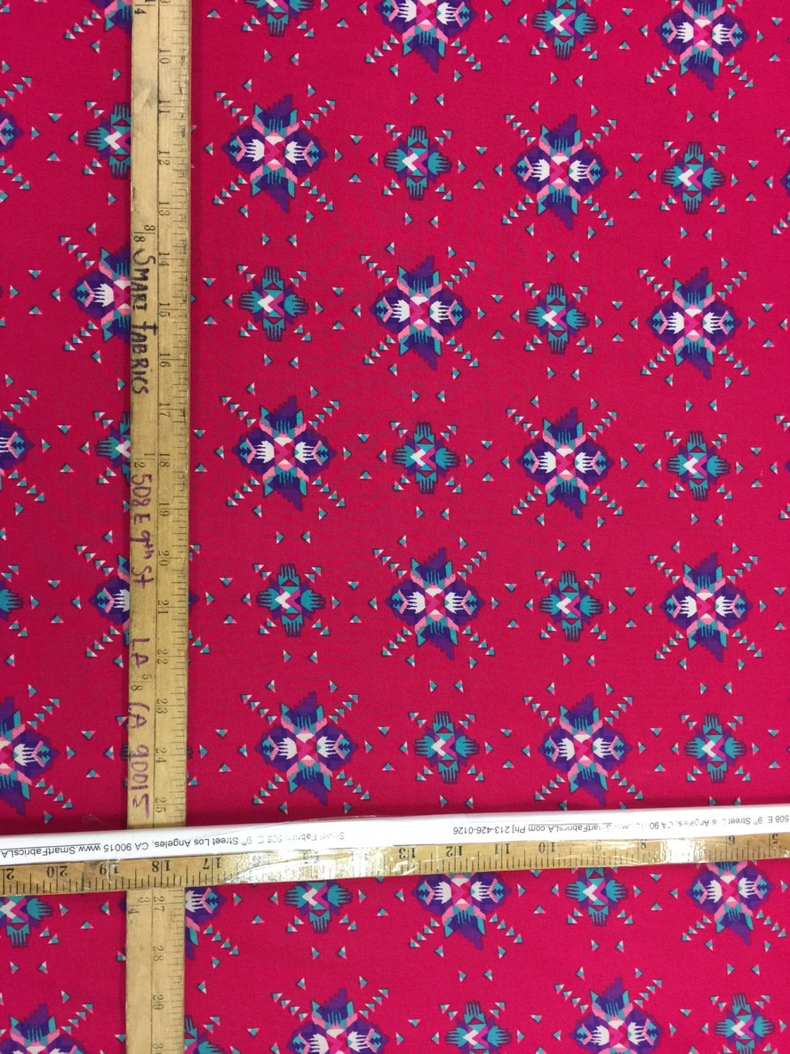 Rayon Challis Pink Native American Inspired Print