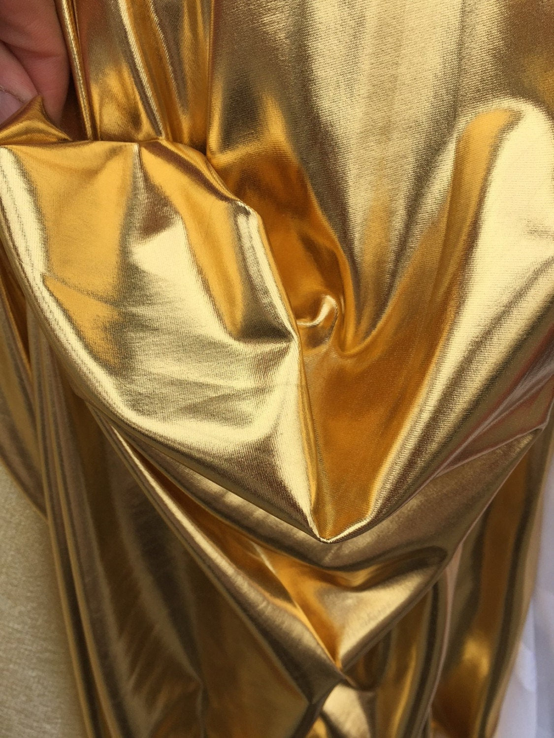 4-Way Stretch Gold Metallic Pleather Fabric