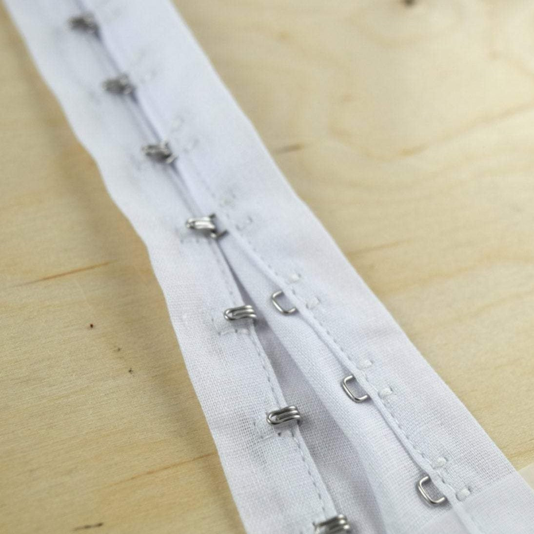 Hook and Eye Tape White Cotton Polyester