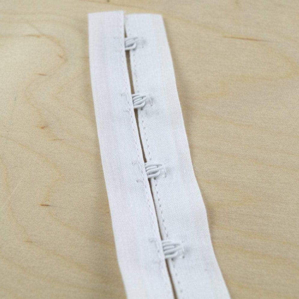 Hook and Eye Tape White Cotton