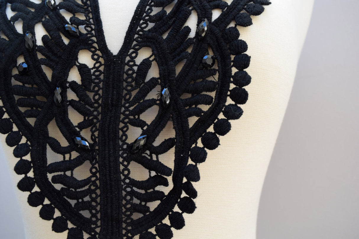 Black Cotton Neckline Applique