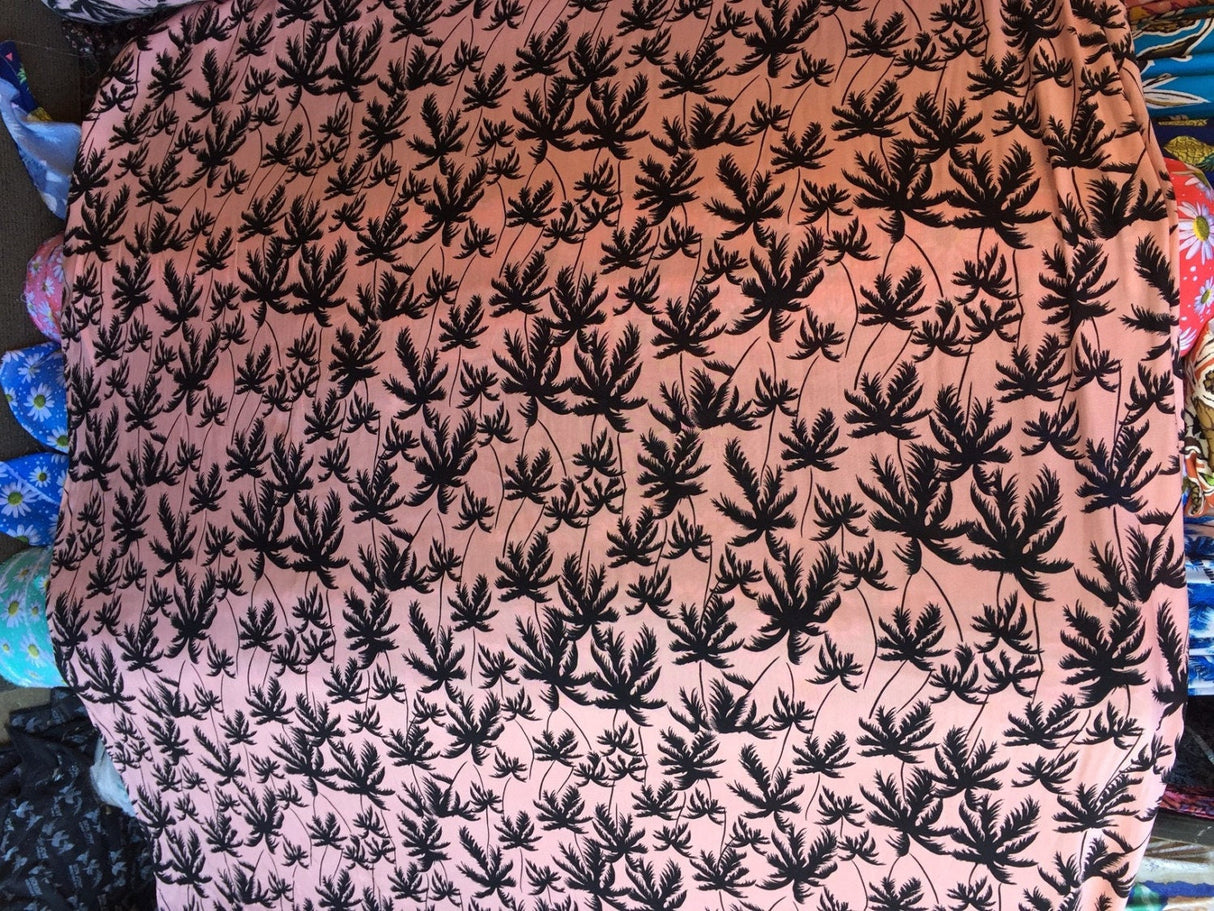 Rayon Challis Palm Trees on Tuscan Pink